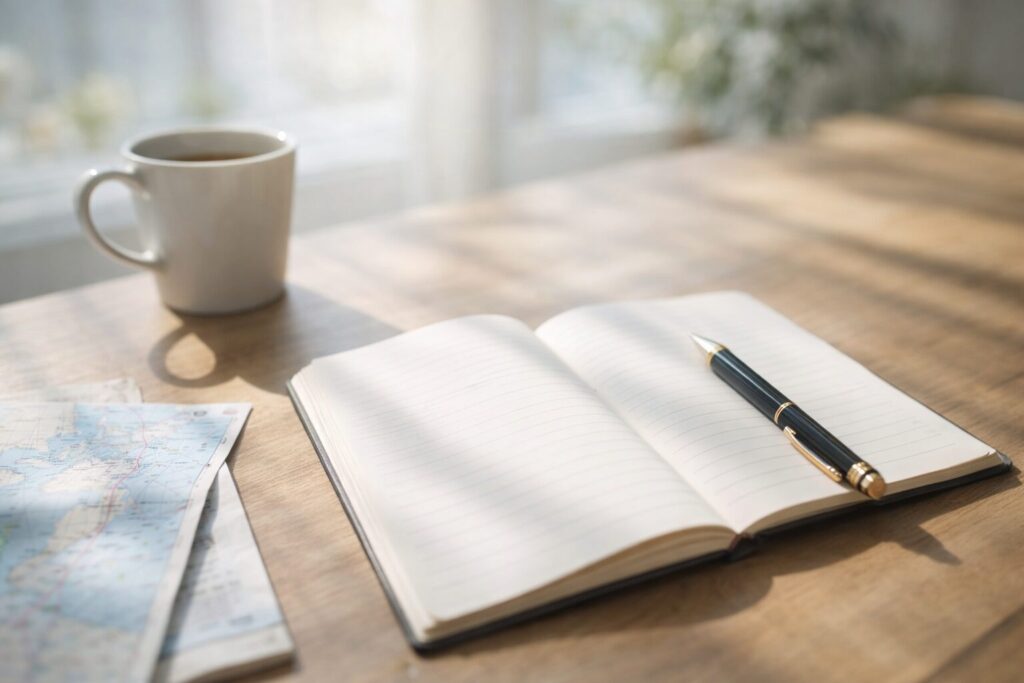 ひとり旅 旅程をノートに整理する時間
